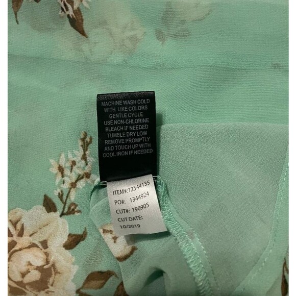 Torrid Women's Plus Size 1X Mint Green Floral Sheer Chiffon Blouse Top - Picture 4 of 8